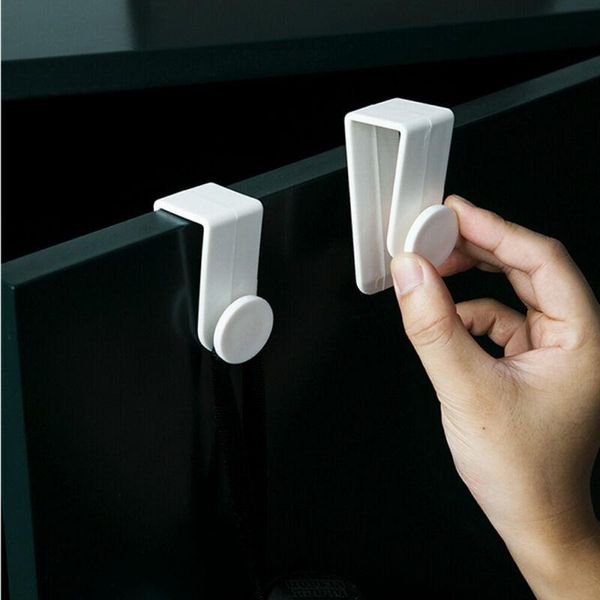 

hooks & rails 2pcs white door kitchen cabinet cupboard towel holder hanger