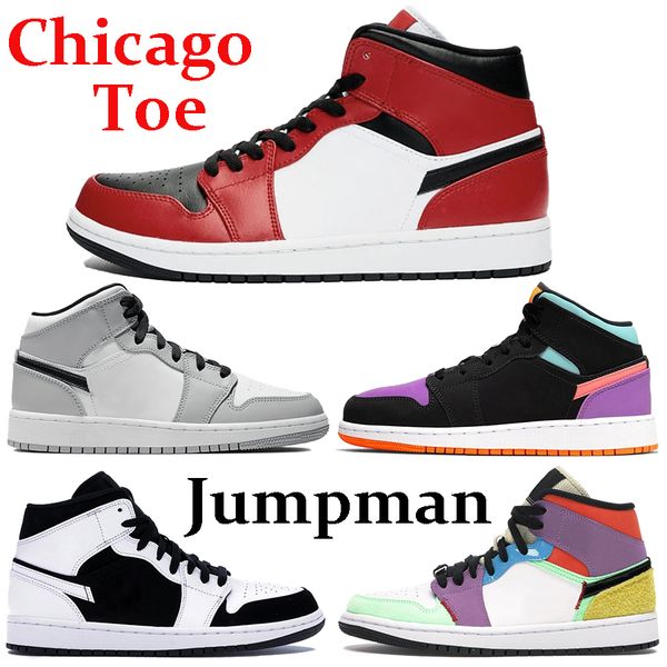 

new jumpman 1s 1 women basketball shoes mid chicago toe se multi-color white gym red team orange black light smoke grey sneakers trainers