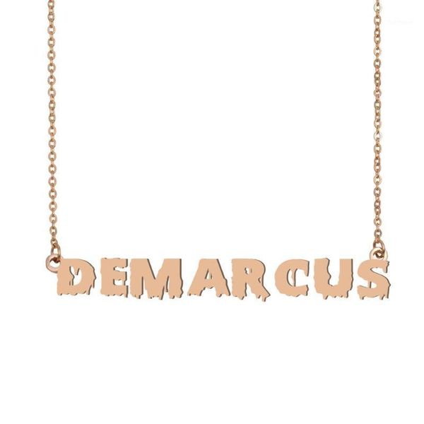 

demarcus name necklace , cool bloody art name necklace for halloween and santa's day jewelry gift for kids boys girls1, Silver