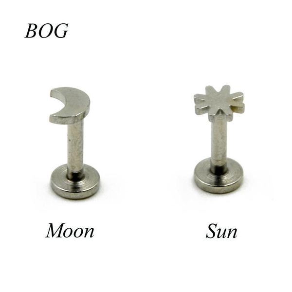 

bog-moon sun stainless steel monroe labret lip bar ring earring push fit 16g thread piercing body jewelry q sqcfwy, Silver
