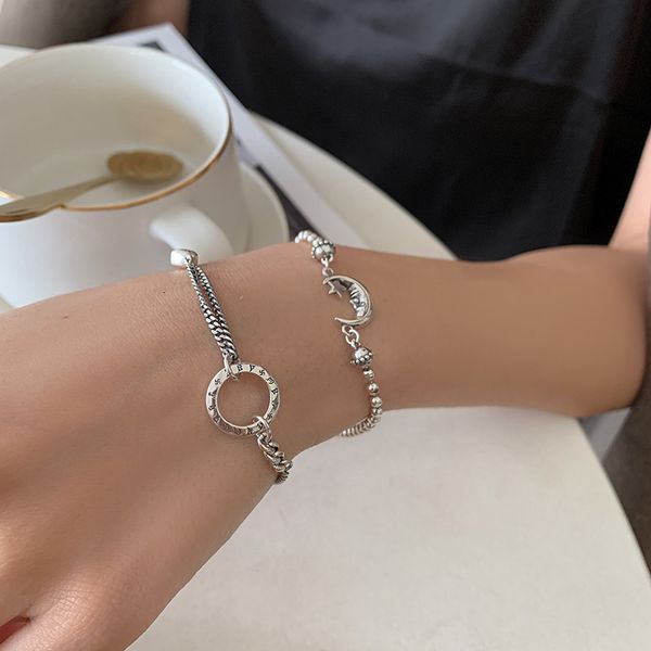 

925 bracelet women's pure silver korean version simple personality ins niche design