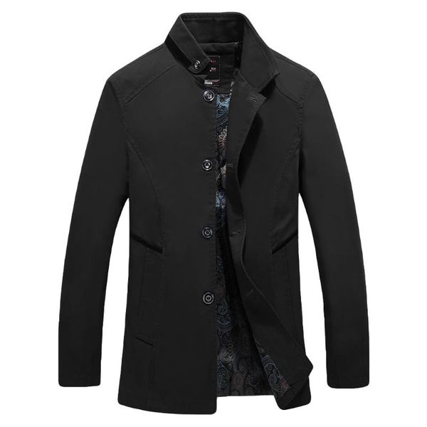 

men's jackets autumn winter business casual pure color medium length windbreaker coat mens bomber plus size *, Black;brown
