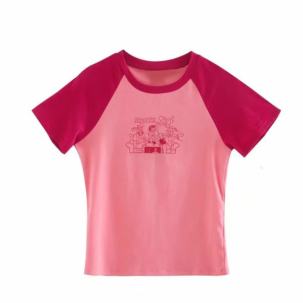 

2021 beautiful new pink raglan short sleeves casual cotton t-shirt the-neck of cartoons high elasticity women's t-shirts obaf, White