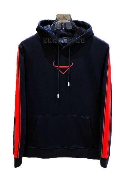 

21fw designer prad sweatshirts fashion triangle hood simple cotton pullover loose couple black gray white autumn clothes
