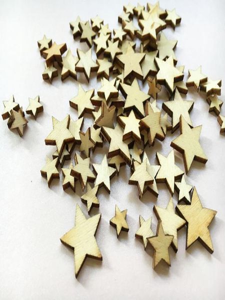 

100 шт. смешанная звезда форма свадебный стол разброс декор деревенские деревянные свадебные украшения кнопки 100 шт. смешанные wmtusn