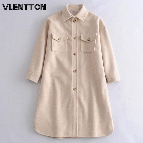 

новая осень зима женщины мода шерстяные пальто шикарные карманы с длинным рукавом элегантный офис пальцев дамы свободно пиджак варенья женск, Black