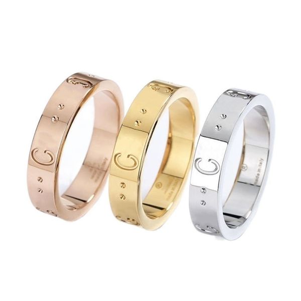 Anelli di fascia Fashion Europe Style Designer Plain Rings Lucury Steel Incise Letter G Mens Women Jewelry Man Ring di alta qualità Anello di design 2024 Designer Ring for Women
