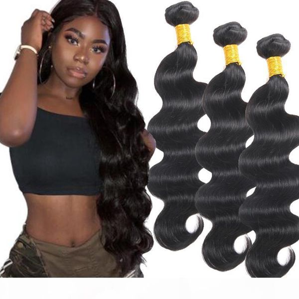 

8a brailian human virgin hair 100% unprocessed body wave indian human hair bundles wefts pure black color peruvian mongolian hair weave, Black;brown