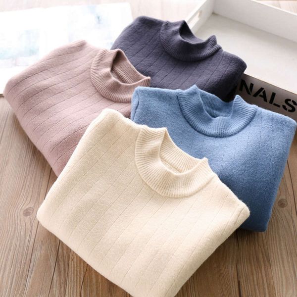 

24040 autumn and winter ~ of girls' 4-color solid round neck children's bottomed sweater 126, Blue