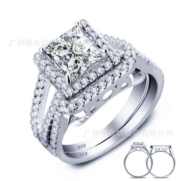 

new real 925 sterling silver ring set for women silver wedding engagement jewelry n60
