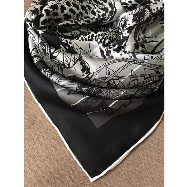 

scarves fashion leopard printed 100% silk scarf shawl wraps square 35", Blue;gray