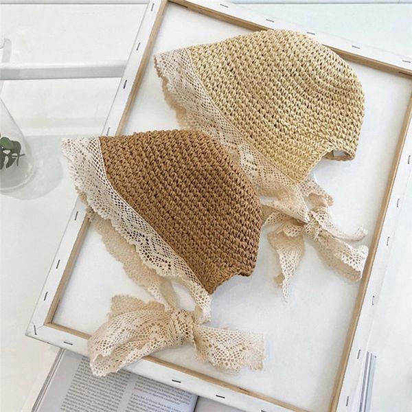 

summer french style lace ribbon hat bow holiday beach straw paper lady out door travel leisure cap women bucket hat foldable, Blue;gray