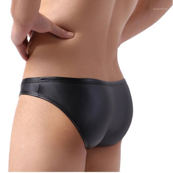 

underpants mens underwear imitation leather men briefs low waist button male cueca masculina bulge pouch gay underwear1, Black;white