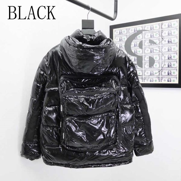 

fashion mens jacket with not removable bag 2021 men down jackets casual streetwear parkas coats with hooded m-2xl, Black