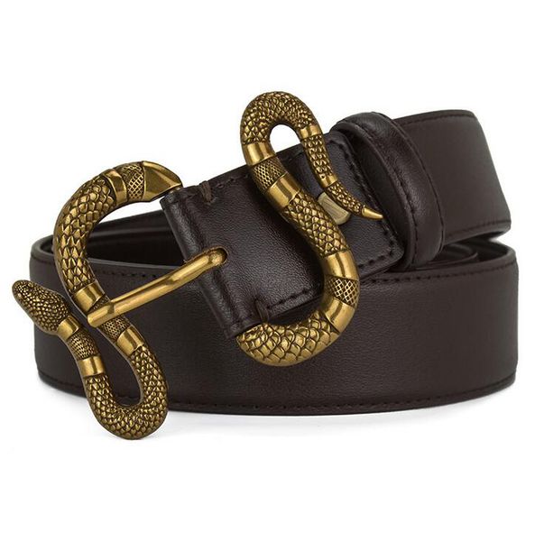

2021 designer highly quality snake belts with letter casual smooth needle buckle genuine leather belt width 3.8cm, Black;brown