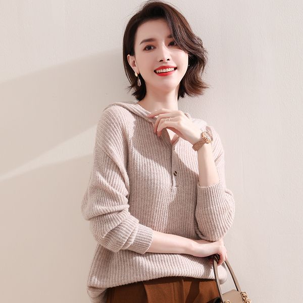 

2021 winter sale women sweaters 100% south wool mesh jumpers women's hood 4 wider colors pullovers fashion jsa0, White;black