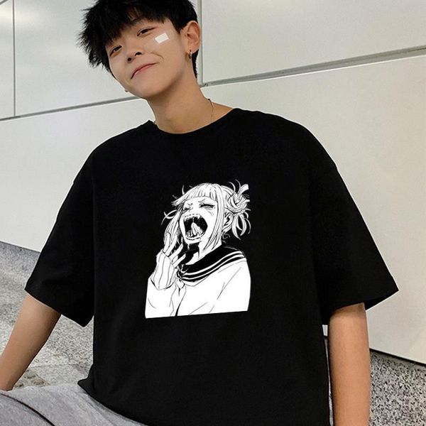 

harajuku японский toga himiko print t рубашка мужчины боку нет герой академии мужская футболка с футболки мою герой академии футболки хип-хо, White;black