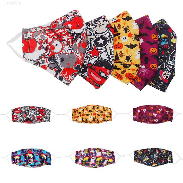 

halloween party cotton valve print pumpkin ghost skull dust pm2.5 repeatable face masks with filter