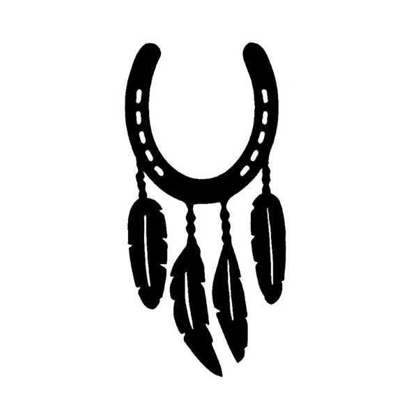 

7.7*15.9cm fashion horse shoe feather decals car stickers black/silver vinyl s8-1532