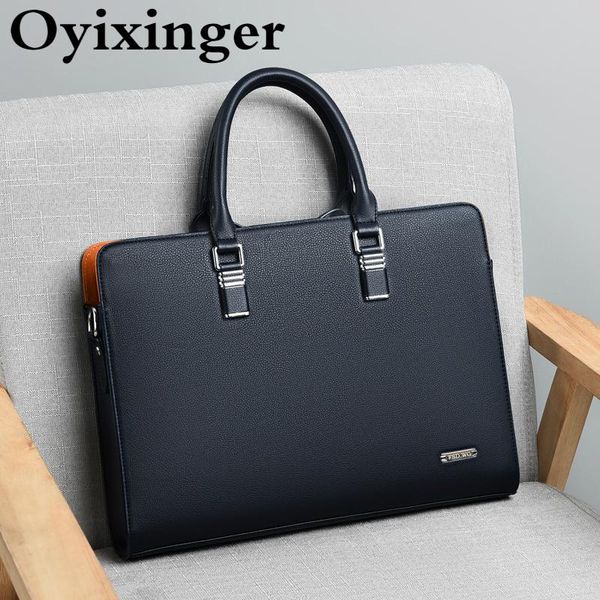 

briefcases oyixinger men's bag fashion leather briefcase for man business shoulder bags casual crossbody large capacity handbags male