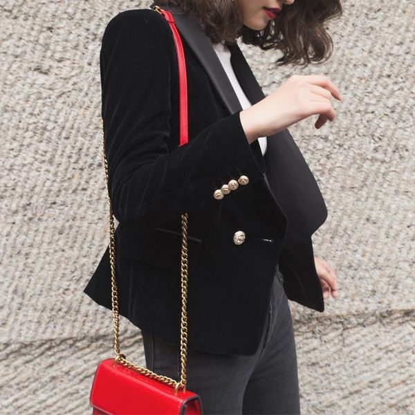 

women's suits & blazers europe and the united states a buckle slim temperament small suit female black velvet was thin casual jacket1, White;black