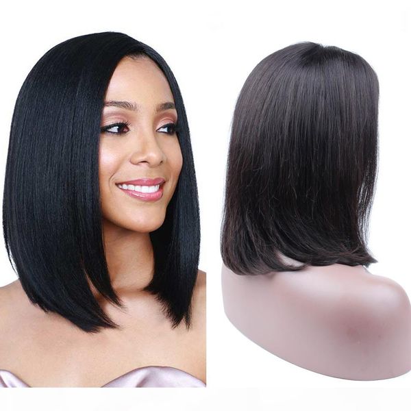 

brazilian straight hair lace front human short hair wigs for women natural black human hair 8-14inch bob wigs