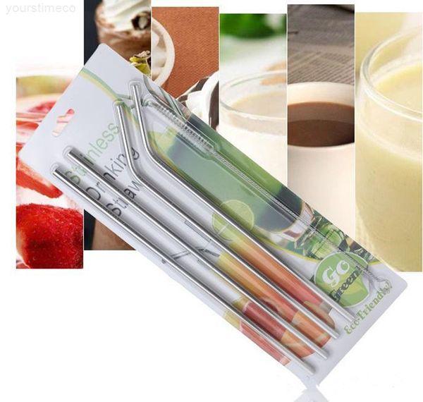 

20oz 30oz 4 straw +1brush and brushes stainless steel bent curved straight drinking straws dhl free