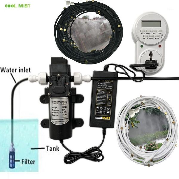 

car cleaning tools 12v electric diaphragm pump 8m-18m spray dust removal system fog nozzles low pressure atomization humidify cooling wateri