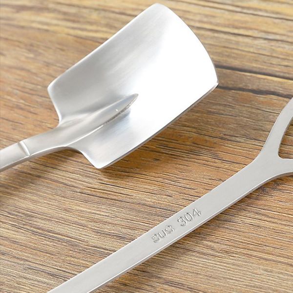 

1pc shovel spoon creative stainless steel coffee spoon retro cute square head spoon dessert ice watermelon h wmtuti