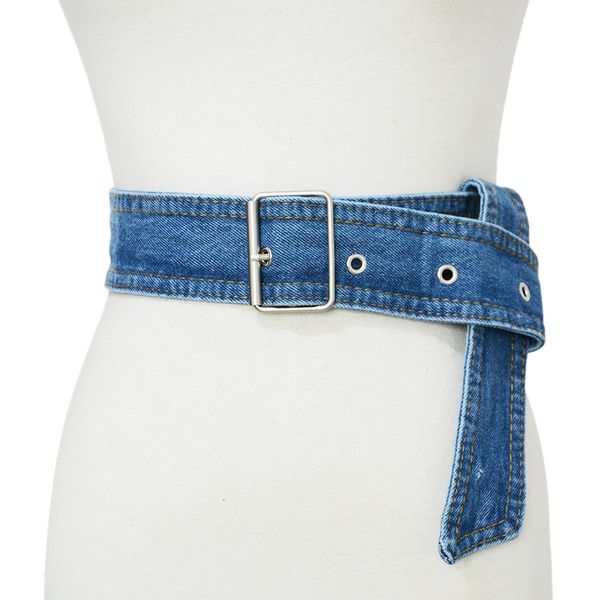

denim canvas wide women 's waistband new casual fashion decorative pin buckle cowboy the woven fabric female denim blue, Black;brown
