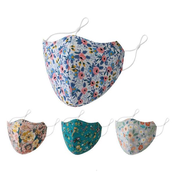 

epack flower fashion reusable anti-dust face masks mouth protective silk breathable earloop washable ice cotton kids masks dwf413 vlor