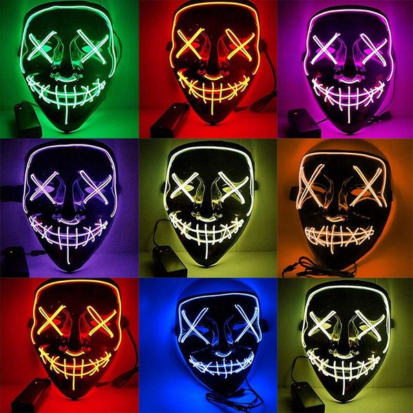 

2020 new trend cold light mask dance party halloween horror sewn eyes glowing mask party mask