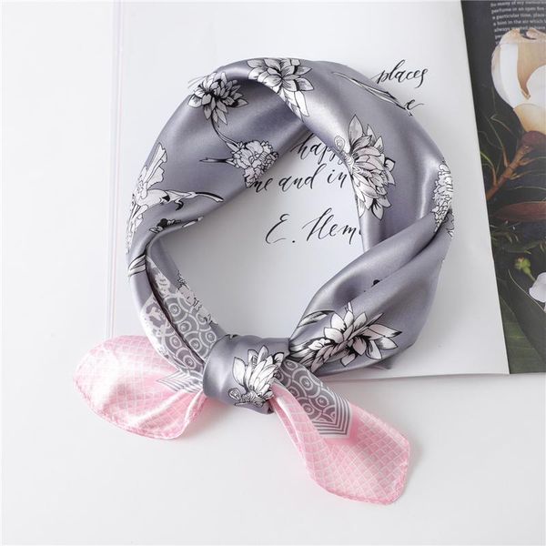 

2020 new lady hair sik sacrf fashion print square bag scarves female shawl and wraps women bandana head foulard neckerchief wmtstx bdesybag, Blue;gray