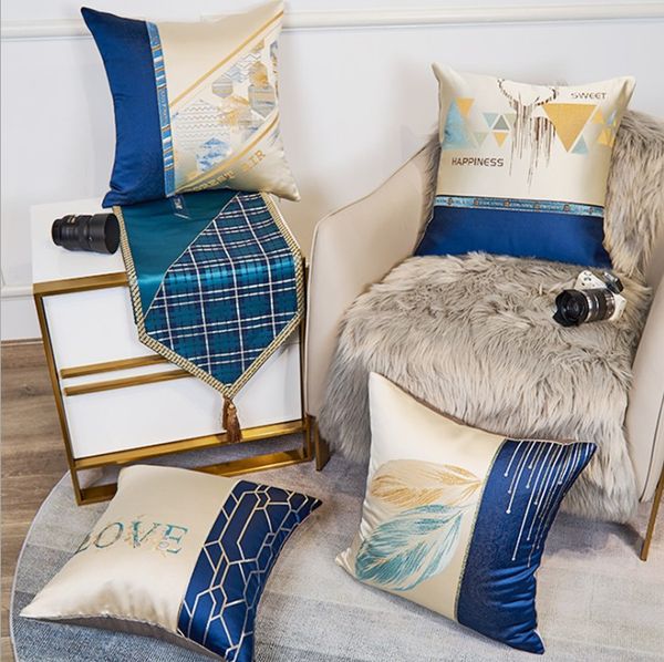 

nordic style pillow case home office sofa cushion cover imitation silk double piece jacquard pillow covers