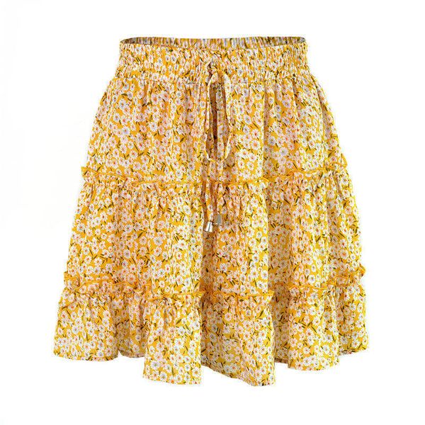 

floral dot print ruched dress high waist ruffle midi skirt summer women clothes mini dresses will and sandy drop ship, Black