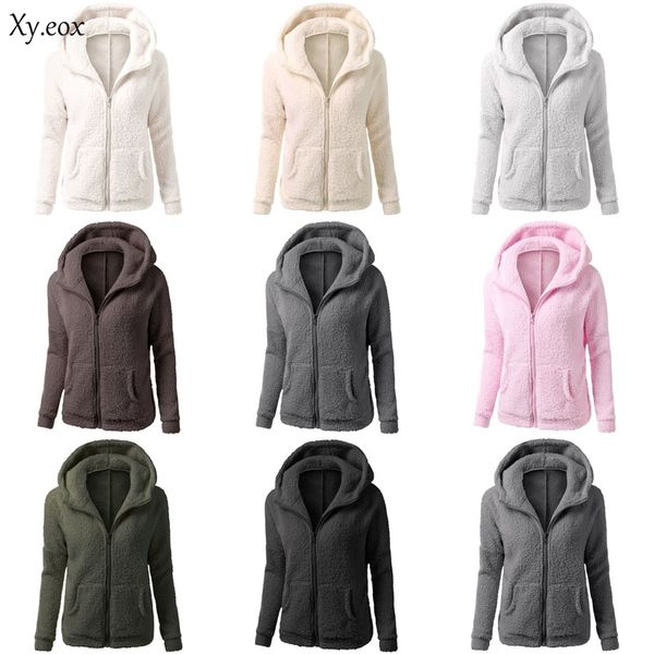 

women winter warm hooded hoodies lady long sleeve casual coat sweatshirt outwear, Black