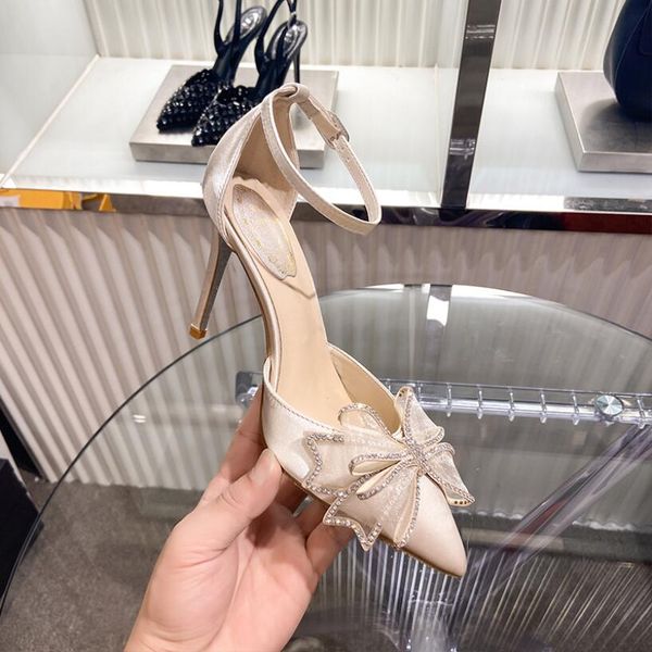 

fashion women summer sandals party webbing pointed toes bowtie womens slides outdoor shoes size 35-41 ing