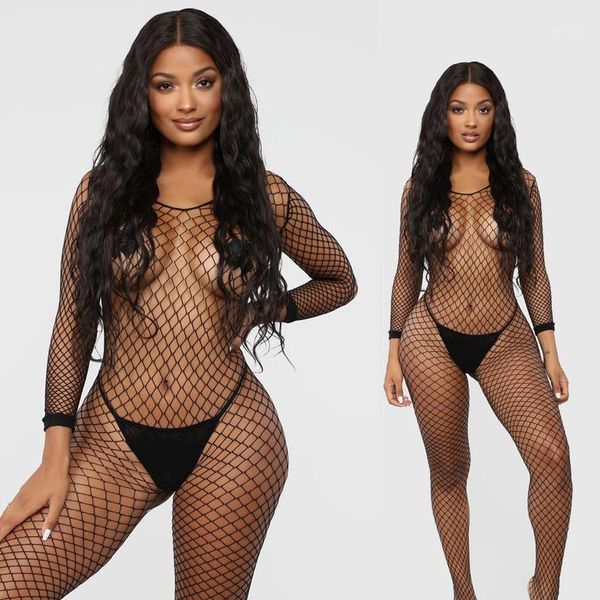 

women lingerie fishnet crotchless babydoll bodysuits nightwear babydoll hollow out appeal mesh erotic costume wholesa1, Black;red