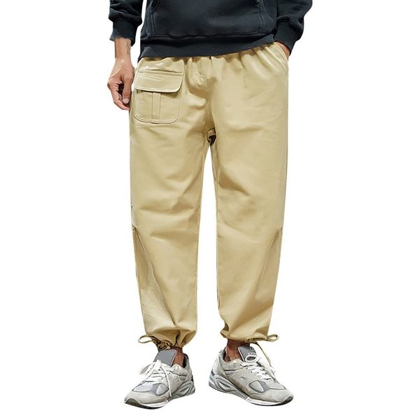 

vogue nice new pocket sport leisure elastic cotton stretch overalls loose fit denim trousers men's brand fashion wear, Black