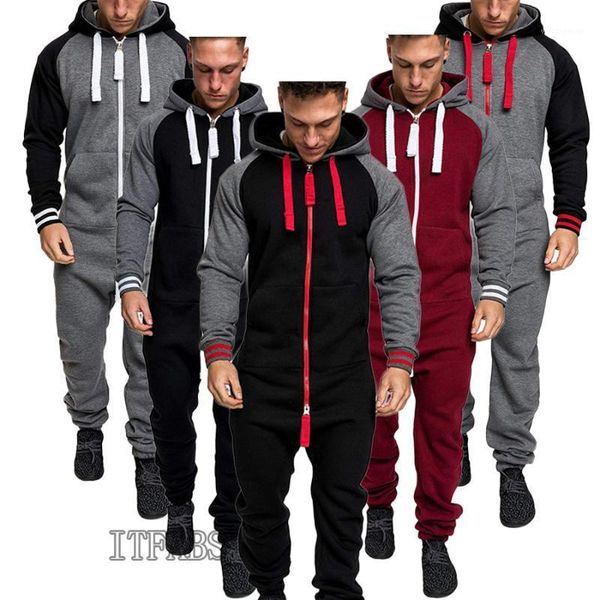 

winter men's one piece romper long sleeve street casual cargo trouser jumpsuit overalls1, Black