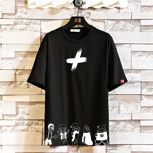 

2021 men's short-sleeve t-shirt will see black tshirt superior hip hop punk rock t-shirts fashion clothes oversize m-4xl 5xl the neck, White;black