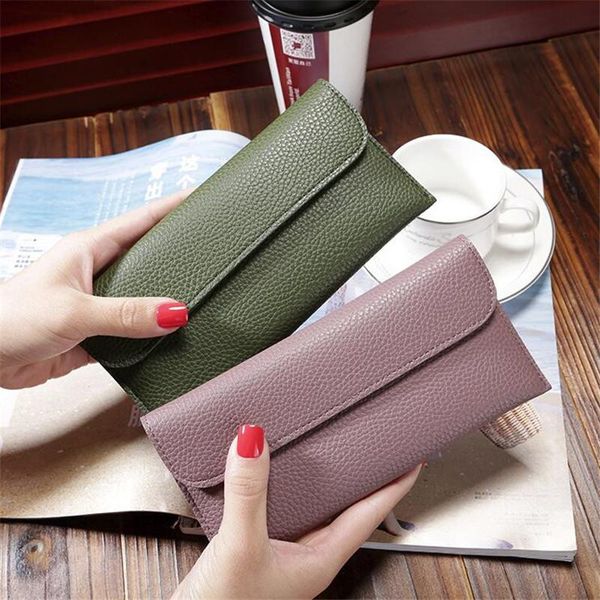 

wallets fashion thin wallet leather women hasp ladies slim purse cards holder clutch money bag women's long, Red;black