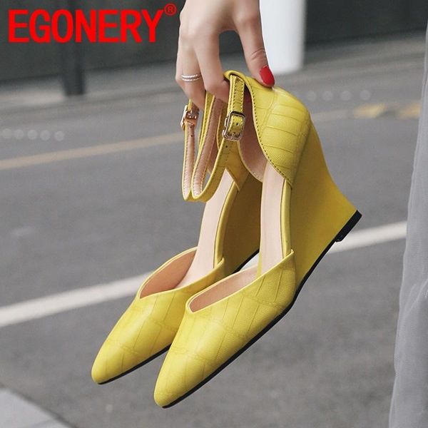 

dress shoes egonery spring fashion women pumps outside high heels pointed toe buckle sheepskin drop size 34-43, Black