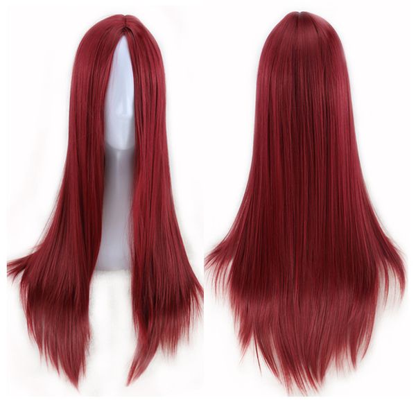 New Wig Popular estilo Europeu e americano senhoras divididas longas peruca africana peruca longa cabelo químico fios de fibra de fone de ouvido atacado