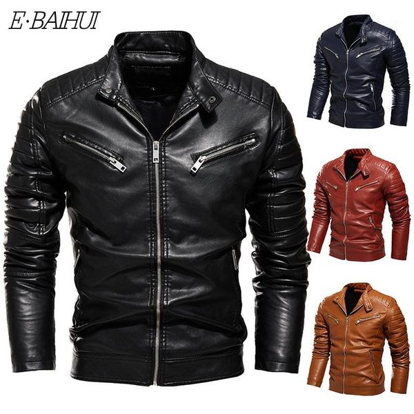 

mens winter jacket lapel black leather motorcycle jacket men biker coats pleated design smart men warm fur lined slim fit1, Black;brown