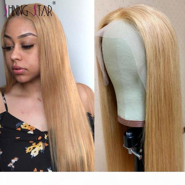 

honey blonde lace front human hair wigs middle part 13x1 brazilian lace part wigs 100 remy human hair shining star 150, Black;brown