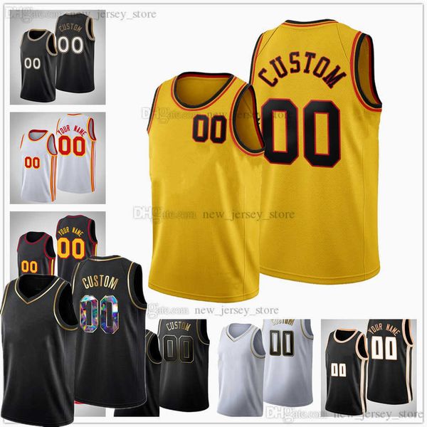 

custom printed 75th golden black basketball 1 jalen johnson jerseys 6 lou williams 5 kevin knox 3 kevin huerter 17 onyeka okongwu 2 sharife, Black;red
