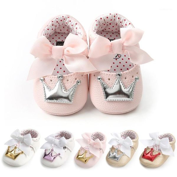 

pu baby shoes newborn bow baby girl shoes fashion crown princess first walker girl1