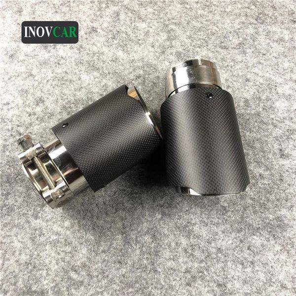 

one piece single car back muffler exhaust pipe for universal matte carbon fiber system exhaust tip1