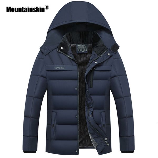 

mountainskin men's winter thick mens casual parker coat warm windproof plus velvet hooded jacket male brand clothing sa822, Black